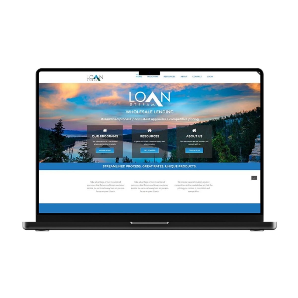 LoanStream website on a laptop